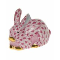 Herend Miniature Lying Rabbit, Raspberry