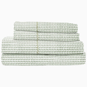 John Robshaw Cinde Sage Organic Sheet Set, Queen