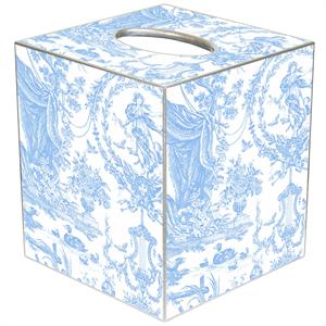 Light Blue Toile Wood Tissue Box Cover