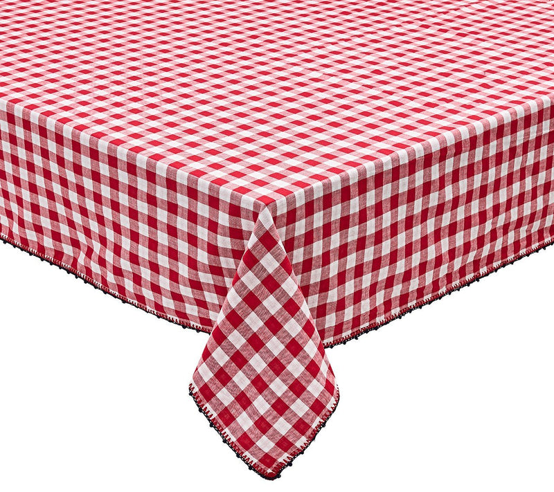 Kim Seybert Check Tablecloth - Red & Navy