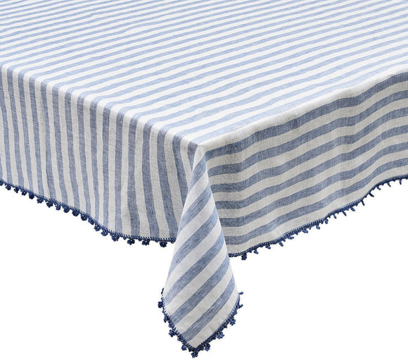 Kim Seybert Linea Tablecloth - White & Blue