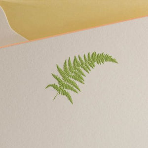 Fern Note Cards - Engraved in Apple Green