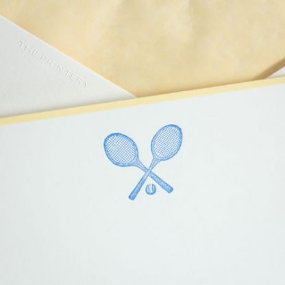 Tennis Racquets Note Cards-Engraved in Ness Blue