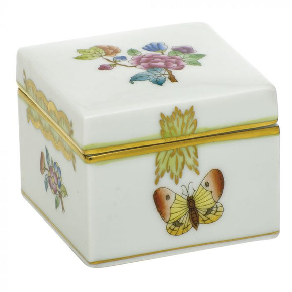 Herend Green Floral & Butterfly Square Box