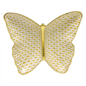Herend Butterfly Dish, Fish Scale Butterscotch