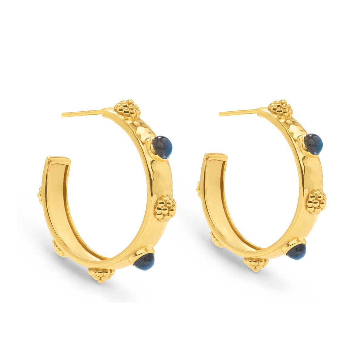 Cleopatra Hoop Earrings/ Blue Labradorite