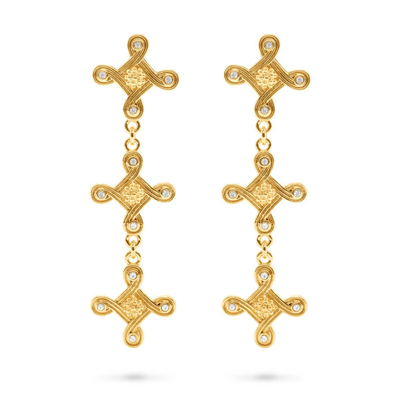 Monique Compass Earrings in Gold/Crystal