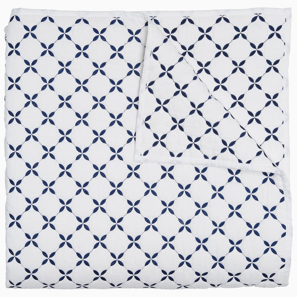 John Robshaw Layla Indigo Coverlet, King