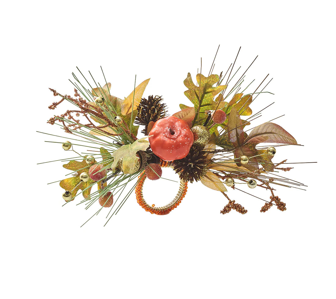 Kim Seybert Harvest Napkin Ring in Brown & Orange