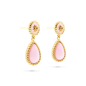 Berry Petal Enamel Drop Earrings - Pastel Pink