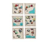 Kim Seybert Beach Day Cocktail Napkins in Natural & Multi , Set of 6 in a Gift Box