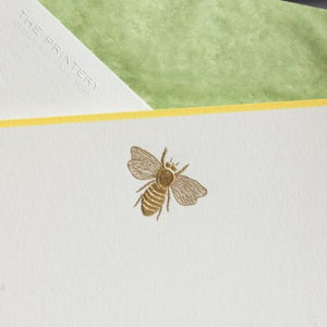 Gold Bee Note Cards Lined in Jade Tissue