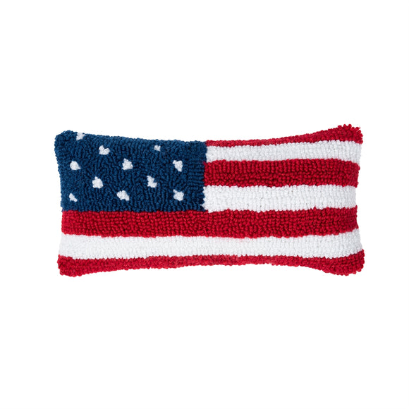 American Flag Hooked Pillow
