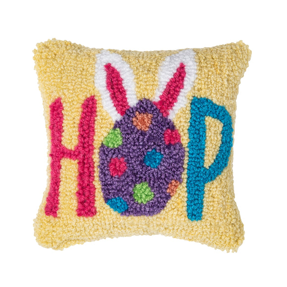 Egg Hop Hooked Pillow
