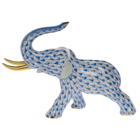 Herend Elephant with Tusks, Blue