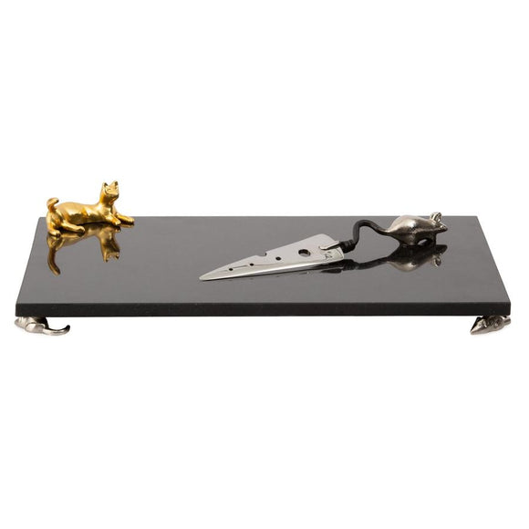 Michael Aram Cat & Mouse Large Cheese Board with Knife