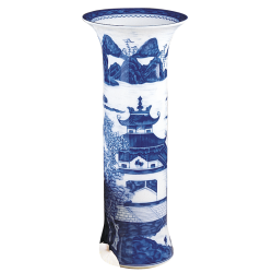 Blue Canton Trumpet Vase