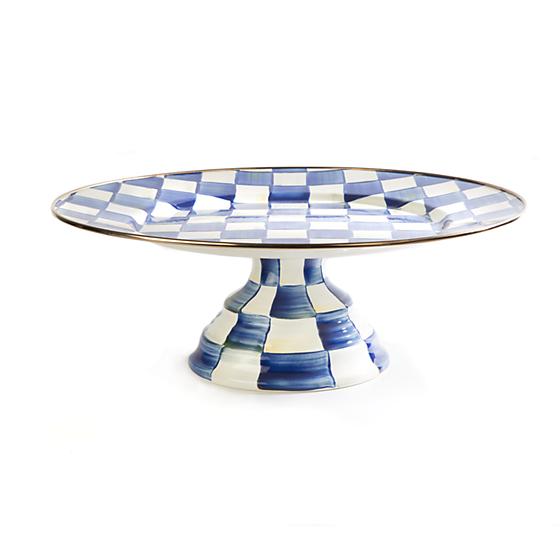 Royal Check Enamel Pedestal Platter, Large