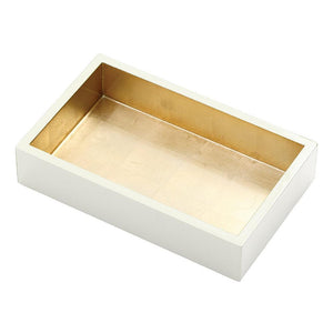 Lacquer Guest Towel Napkin Holder, Ivory/Gold