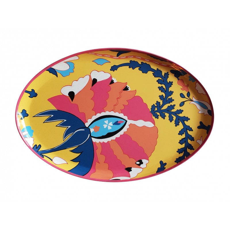 Ikat Handpainted Iron Tray - Thumbnail 2