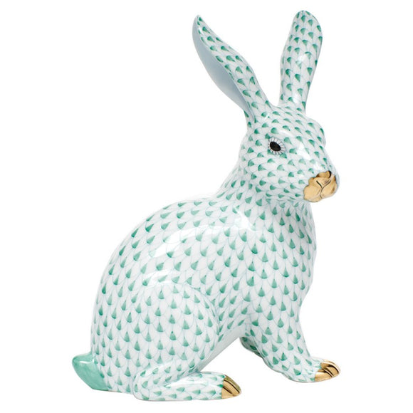 Herend Large Sitting Bunny - Green
