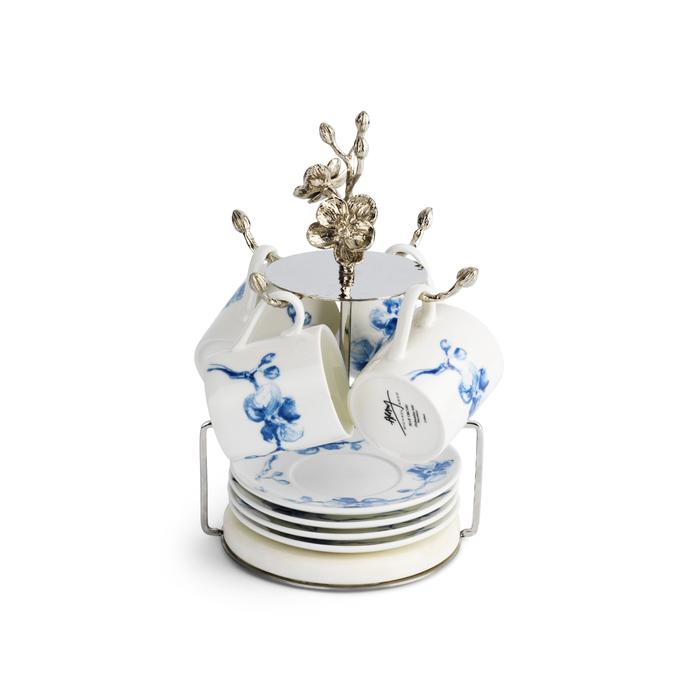 Michael Aram Blue Orchid Demitasse Set with Stand