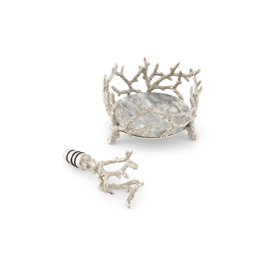 Michael Aram Ocean Reef Wine Coaster & Stopper Set