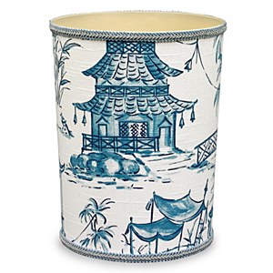 Pagoda Blue Wastebasket