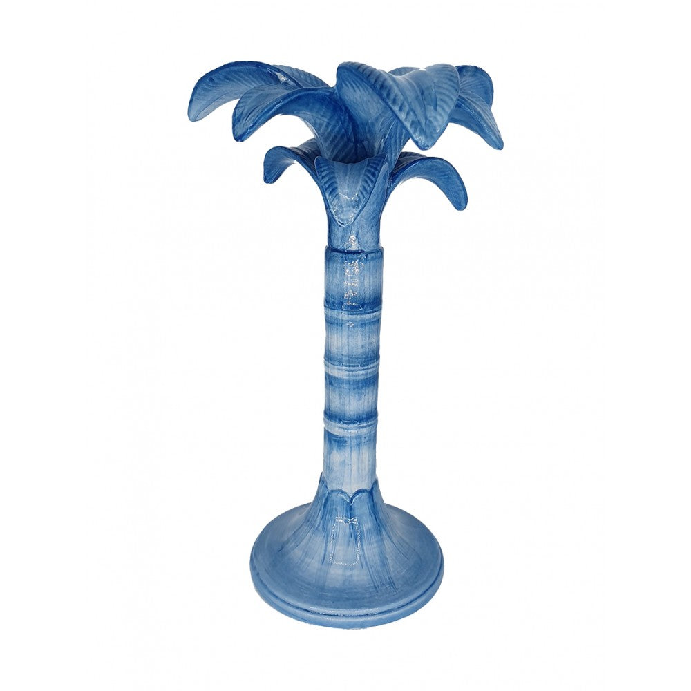 Medium Palm Blue Candleholder