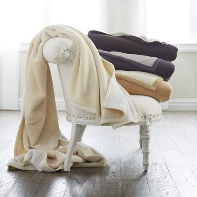 King Reversible Plush Cotton Blanket, White/Creme