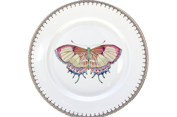 Mottahedeh Golden Teardrop Butterfly Dessert Plate