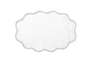 Matouk Scallop Edge Oval Placemat S/4 Grey
