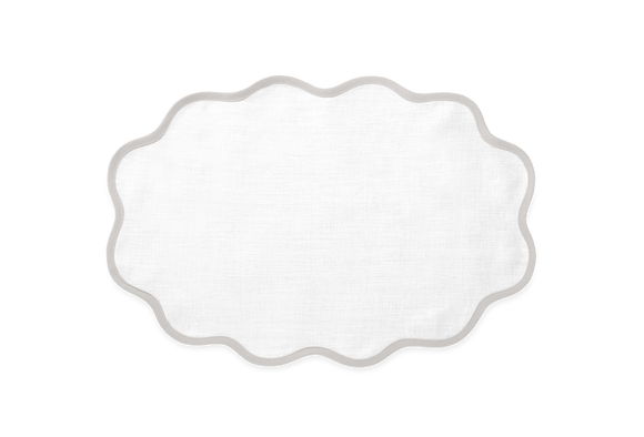 Matouk Scallop Edge Oval Placemat S/4 Grey