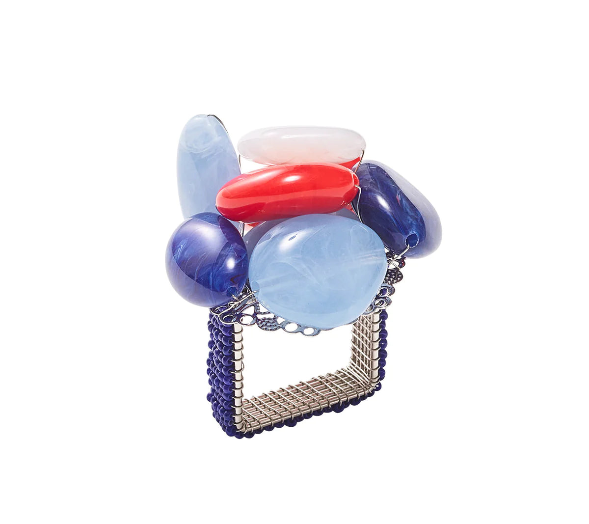 Kim Seybert Sea Stone Napkin Ring in Red, White & Blue