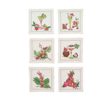 Kim Seybert Tropicana Cocktail Napkins in White & Multi, Set of 6 in a Gift Box