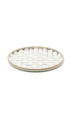 Sterling Check Enamel Round Tray