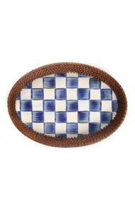 Royal Check Rattan & Enamel Tray- Small